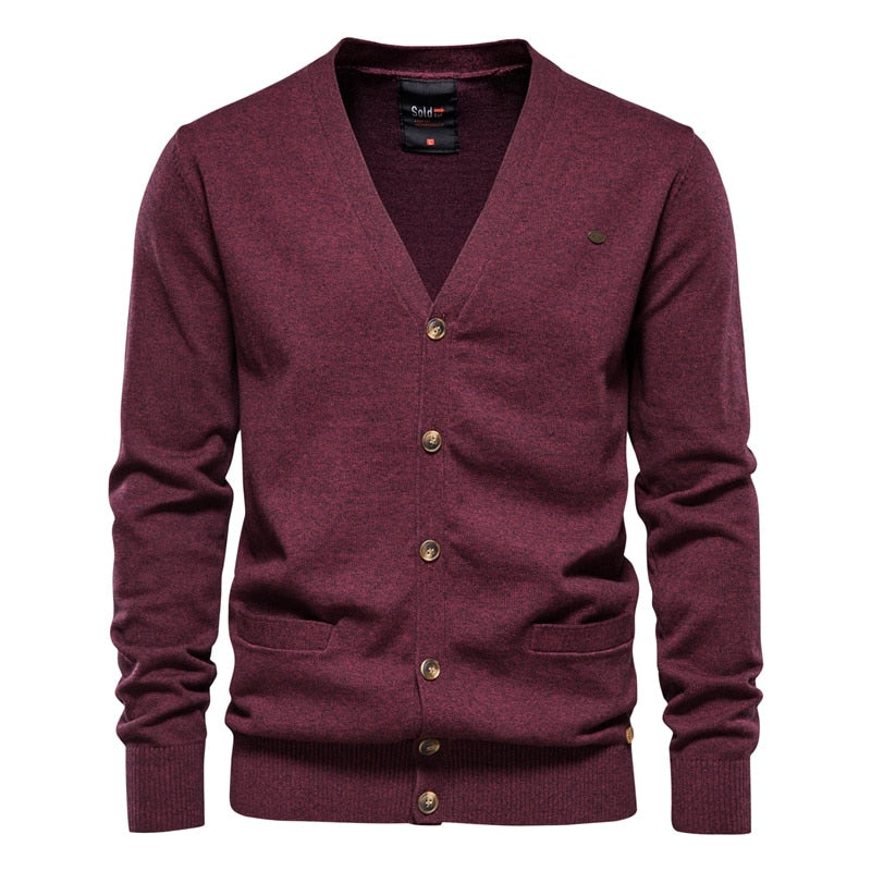AIOPESON Men’s Spliced Cardigan Sweater – Casual Streetwear High-Quality Cotton
