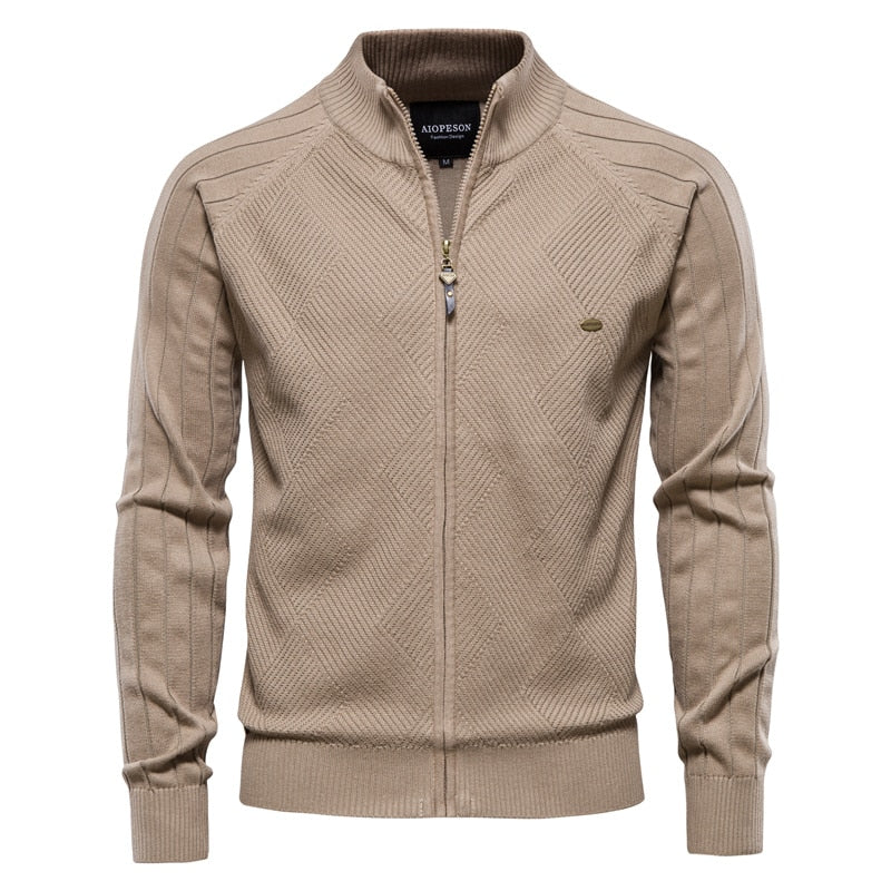 AIOPESON Men’s Spliced Cardigan Sweater – Casual Streetwear High-Quality Cotton