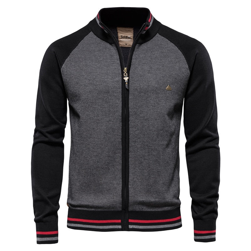 AIOPESON Men’s Spliced Cardigan Sweater – Casual Streetwear High-Quality Cotton