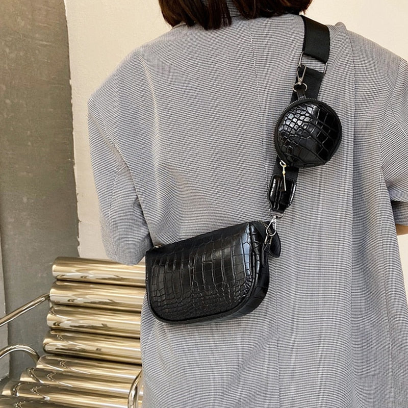 Vintage Women's Crossbody Shoulder Bag 2022 Trends Solid Color Alligator