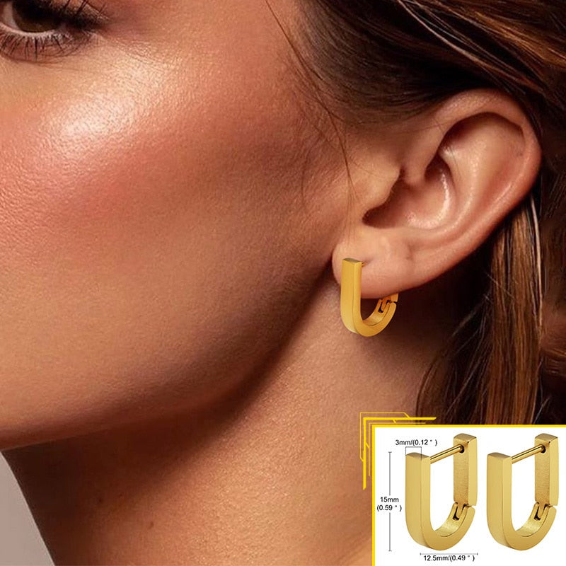 Earrings for Women, Gold Color Stainless Steel Chic Lady Girl Circle Earrings, Vintage Party Jewelry