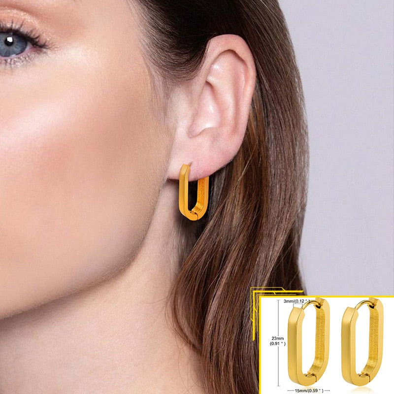 Earrings for Women, Gold Color Stainless Steel Chic Lady Girl Circle Earrings, Vintage Party Jewelry