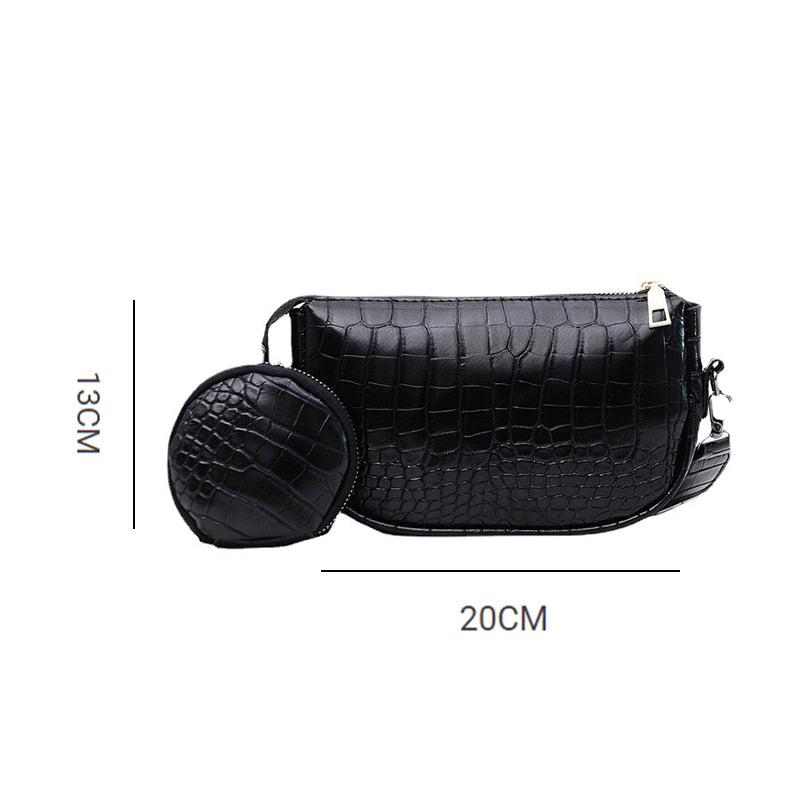 Vintage Women's Crossbody Shoulder Bag 2022 Trends Solid Color Alligator