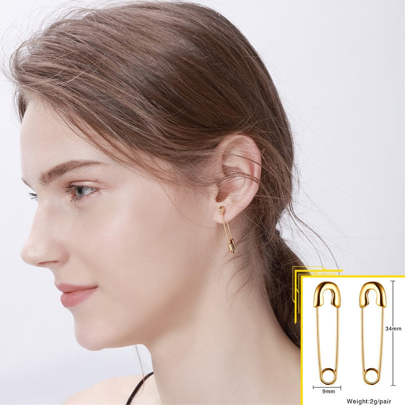 Earrings for Women, Gold Color Stainless Steel Chic Lady Girl Circle Earrings, Vintage Party Jewelry