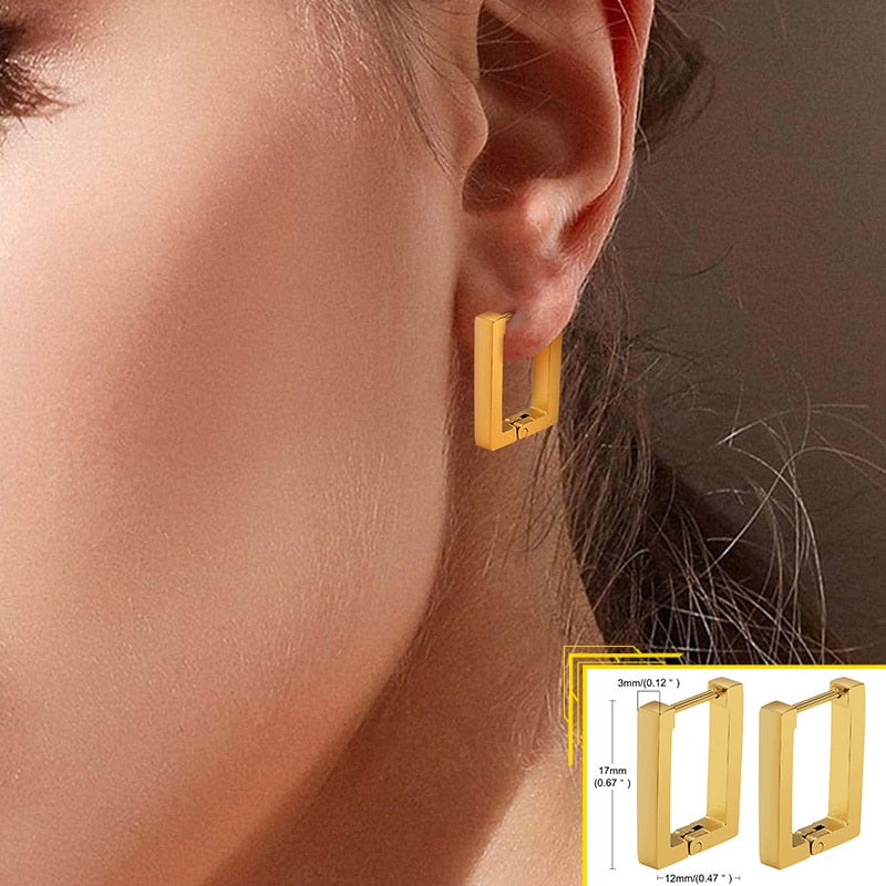 Earrings for Women, Gold Color Stainless Steel Chic Lady Girl Circle Earrings, Vintage Party Jewelry