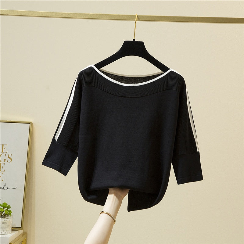 Summer Fashion Women Tops Knitted Solid Blouse Ice Silk Pullover Short Sleeve Loose