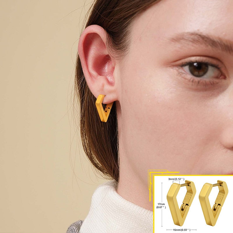 Earrings for Women, Gold Color Stainless Steel Chic Lady Girl Circle Earrings, Vintage Party Jewelry