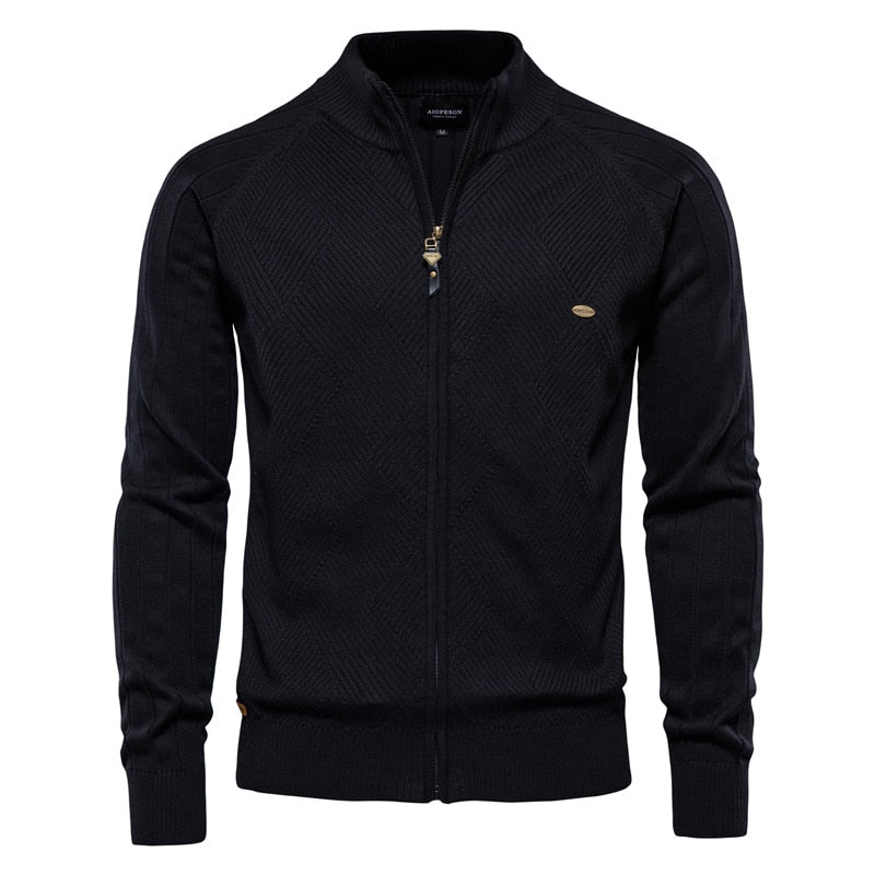 AIOPESON Men’s Spliced Cardigan Sweater – Casual Streetwear High-Quality Cotton