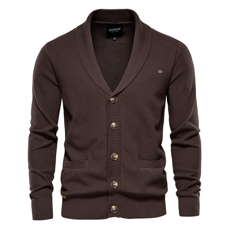 AIOPESON Men’s Spliced Cardigan Sweater – Casual Streetwear High-Quality Cotton