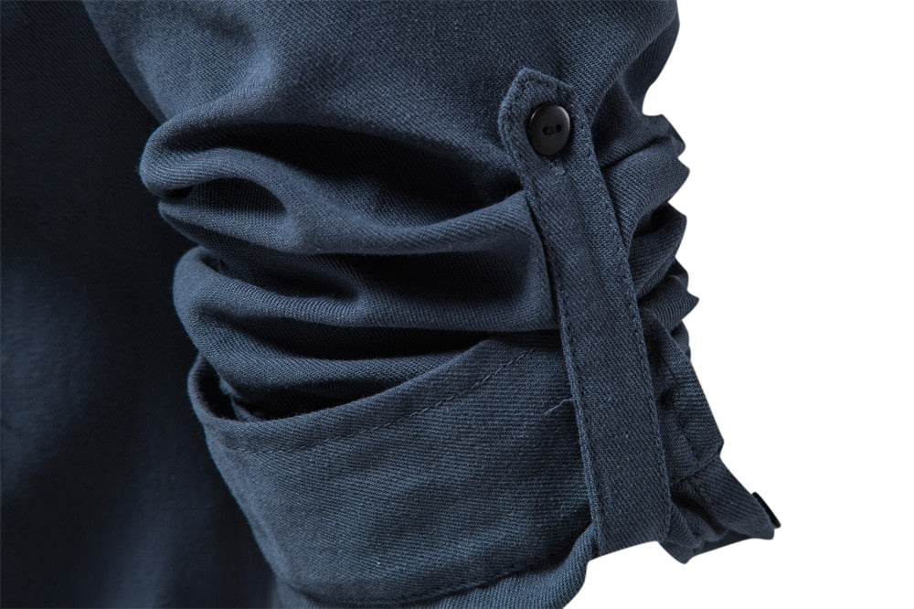 AIOPESON Men’s Spring Cotton Hooded Shirt – Slim Fit Long Sleeve with Pocket