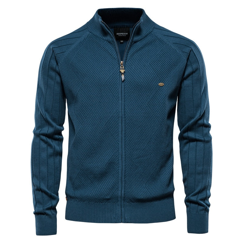 AIOPESON Men’s Spliced Cardigan Sweater – Casual Streetwear High-Quality Cotton