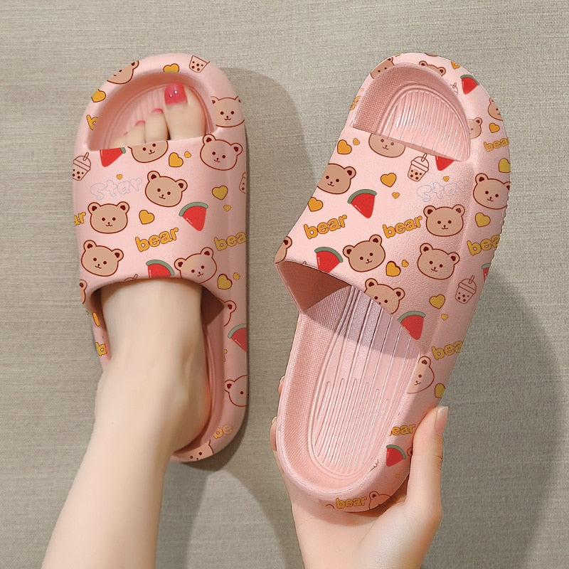 Graffiti Women Slippers Summer Slide Cartoon Shoes EVA Outdoor