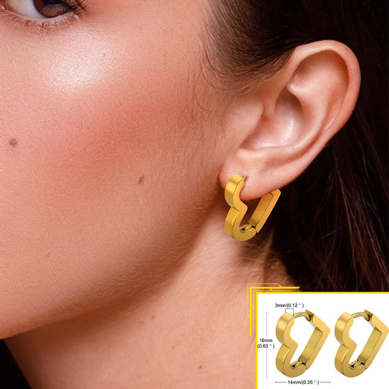 Earrings for Women, Gold Color Stainless Steel Chic Lady Girl Circle Earrings, Vintage Party Jewelry