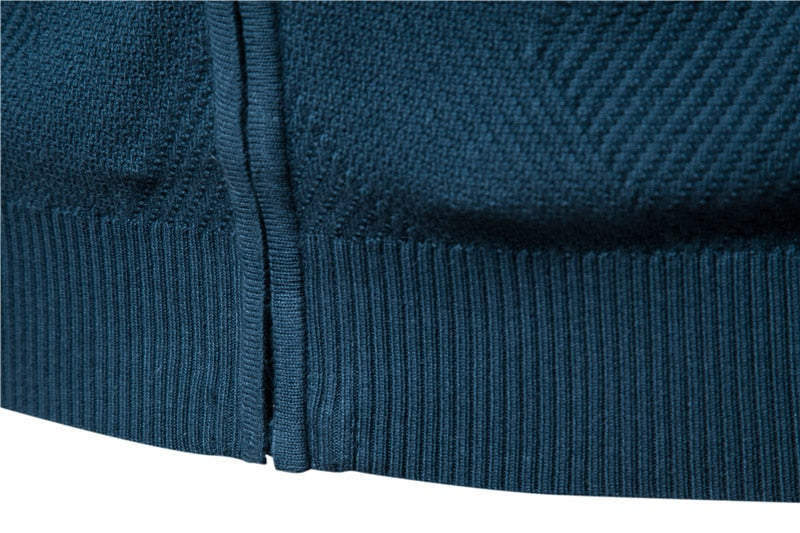 AIOPESON Argyle Solid Color Men’s Cardigan – Casual Zipper Cotton Winter Sweater