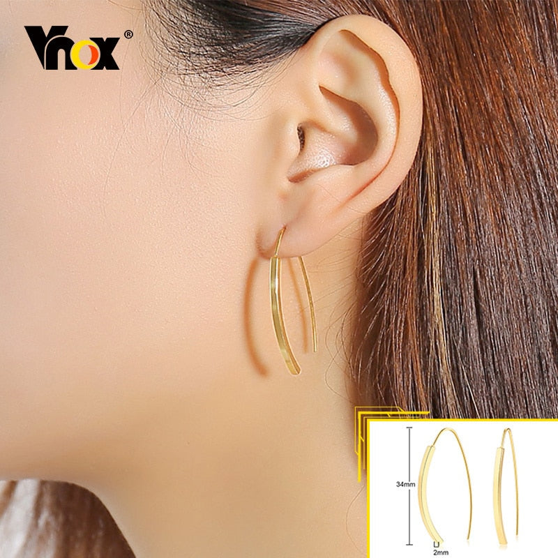 Earrings for Women, Gold Color Stainless Steel Chic Lady Girl Circle Earrings, Vintage Party Jewelry
