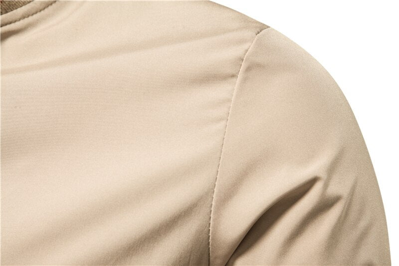 ADOPTION Solid Color Men’s Bomber Jacket – Casual Slim Fit Baseball Style