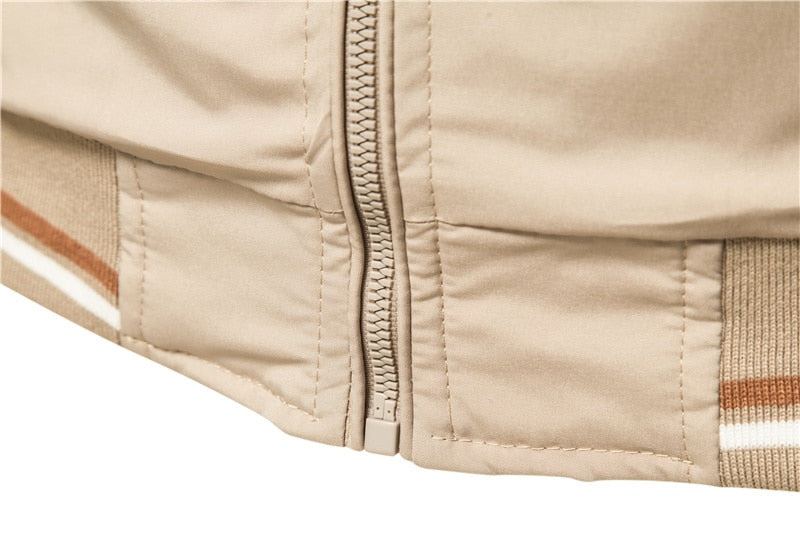 ADOPTION Solid Color Men’s Bomber Jacket – Casual Slim Fit Baseball Style