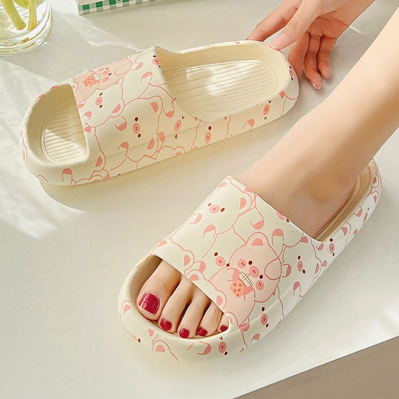 Graffiti Women Slippers Summer Slide Cartoon Shoes EVA Outdoor