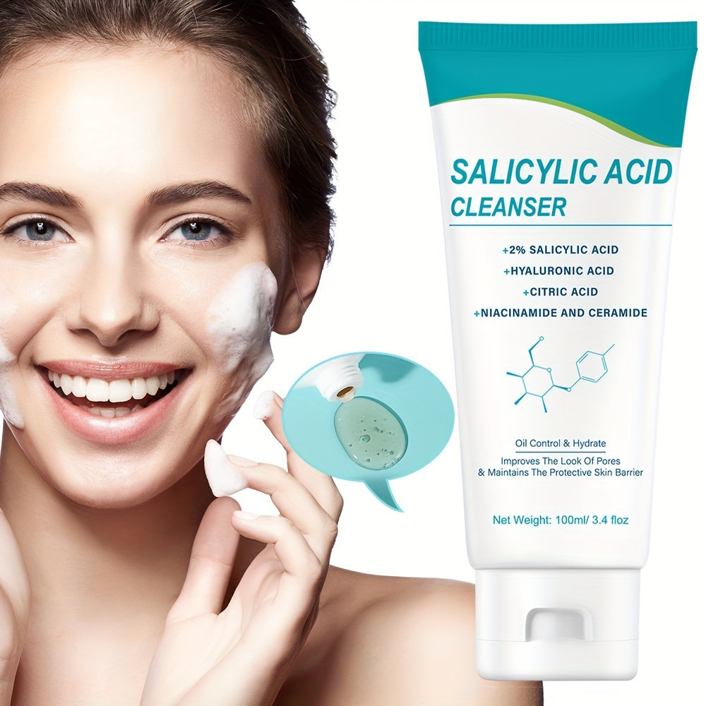 Irev Salicylic Acid Cleanser, Moisturizing Facial Wash, with Hyaluronic Acid, Niacinamide, Citric Acid, And Ceramide, for Deep Cleansing, Unisex, Fresh Scent, Paraben-Free