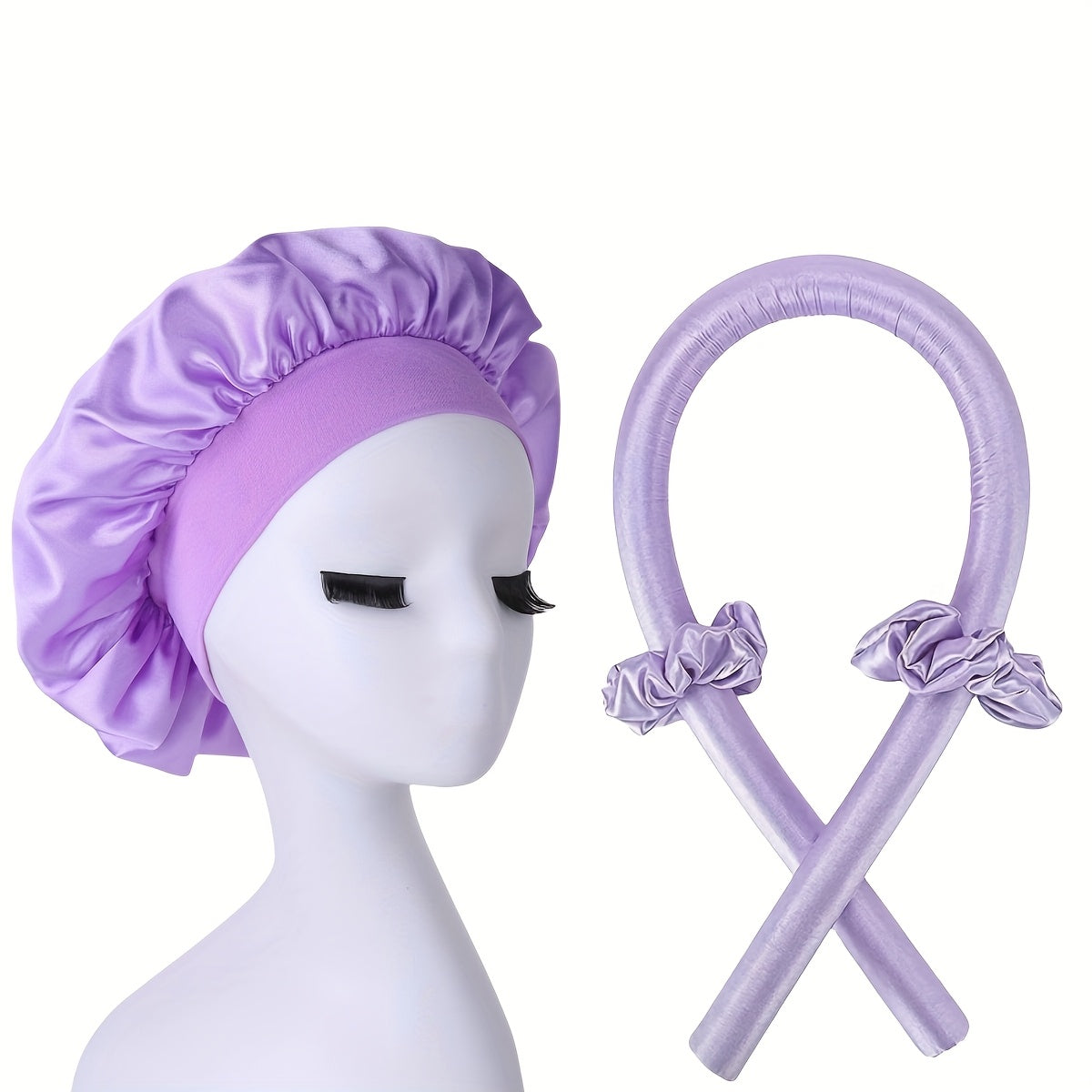 A Set of 4 Heatless Curling Rods And Satin Sleep Caps Suitable for All Hair Types — view 15 of beauty & personal care