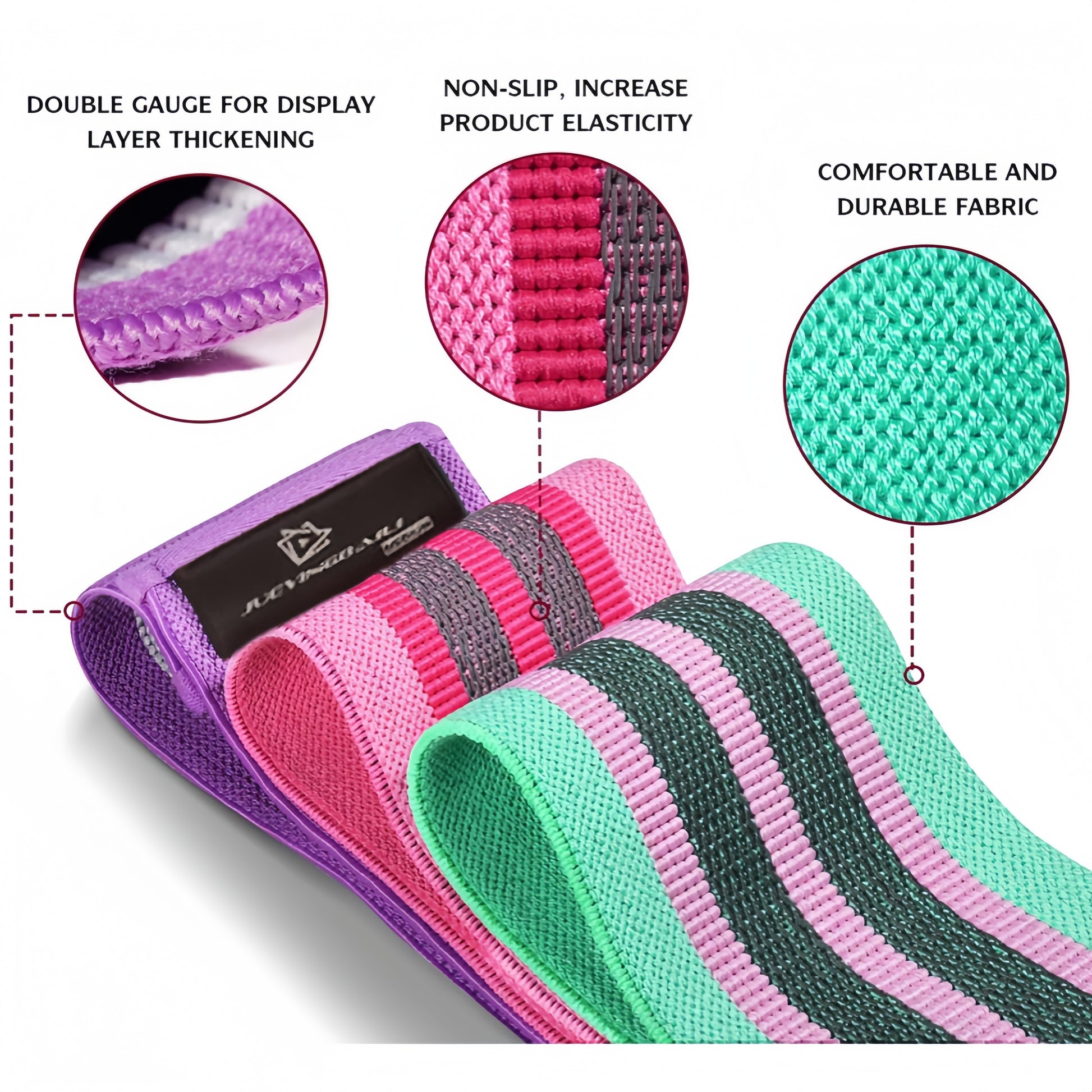 3PCS Fabric Resistance Bands Set – Loop Workout Bands for Yoga, Pilates & Home Training (3 Levels)