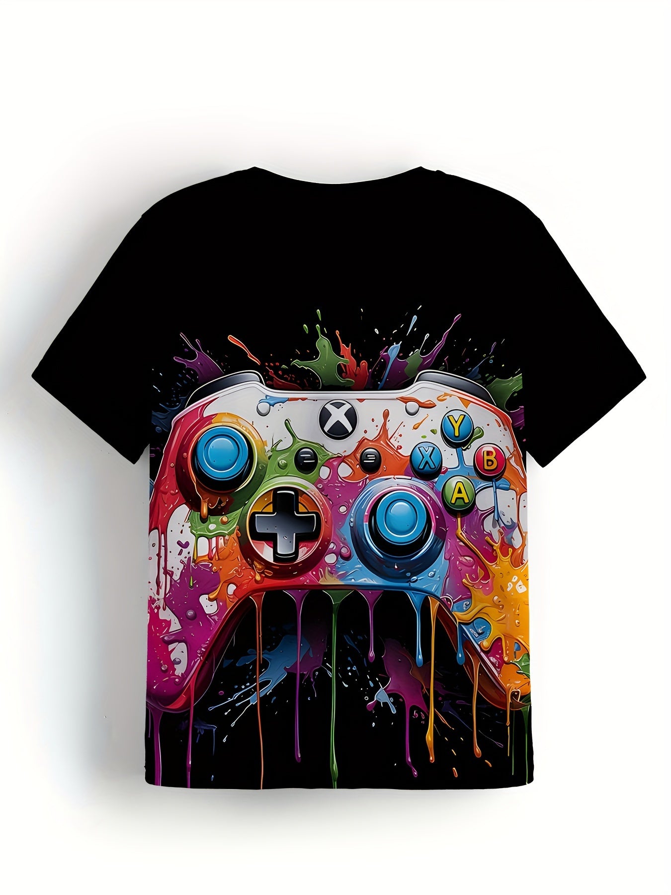 Colorful Game Console 3D Print T-Shirt, Tees For Boys, Casual Short Sleeve T-shirt For Summer Spring Fall