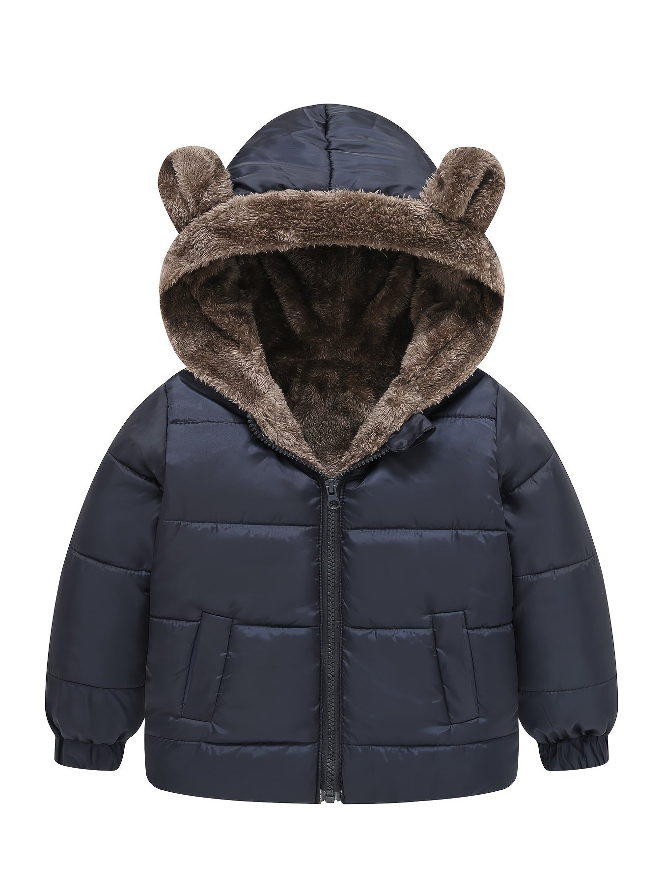 Cozy Kid's Fleece Lined Hooded Jacket - Down Alternative Padded Coat for Winter Outdoor, Zip-Up, Warm, Boy's Clothing