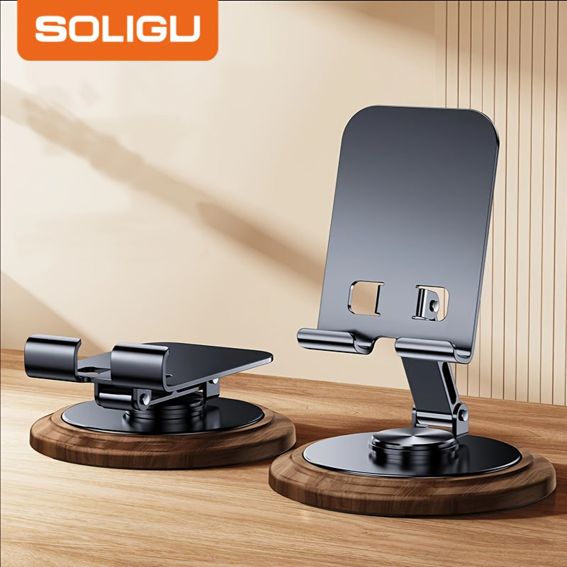 SOLIGU All-Metal Desktop Phone Stand – 360° Rotating Base with Satisfying Mechanical Click Sound