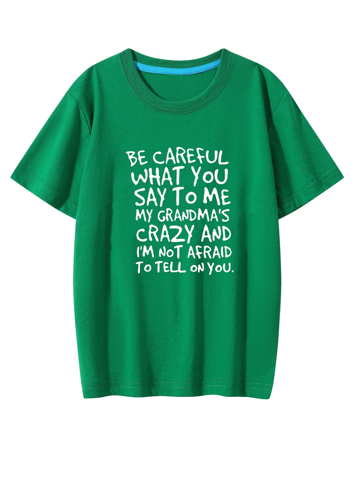 Boys' Creative T-shirt - BE CAREFUL WHAT YOU SAY TO ME Letter Print Casual Lightweight Comfy Short Sleeve Tee Tops for Kids Summer Clothes