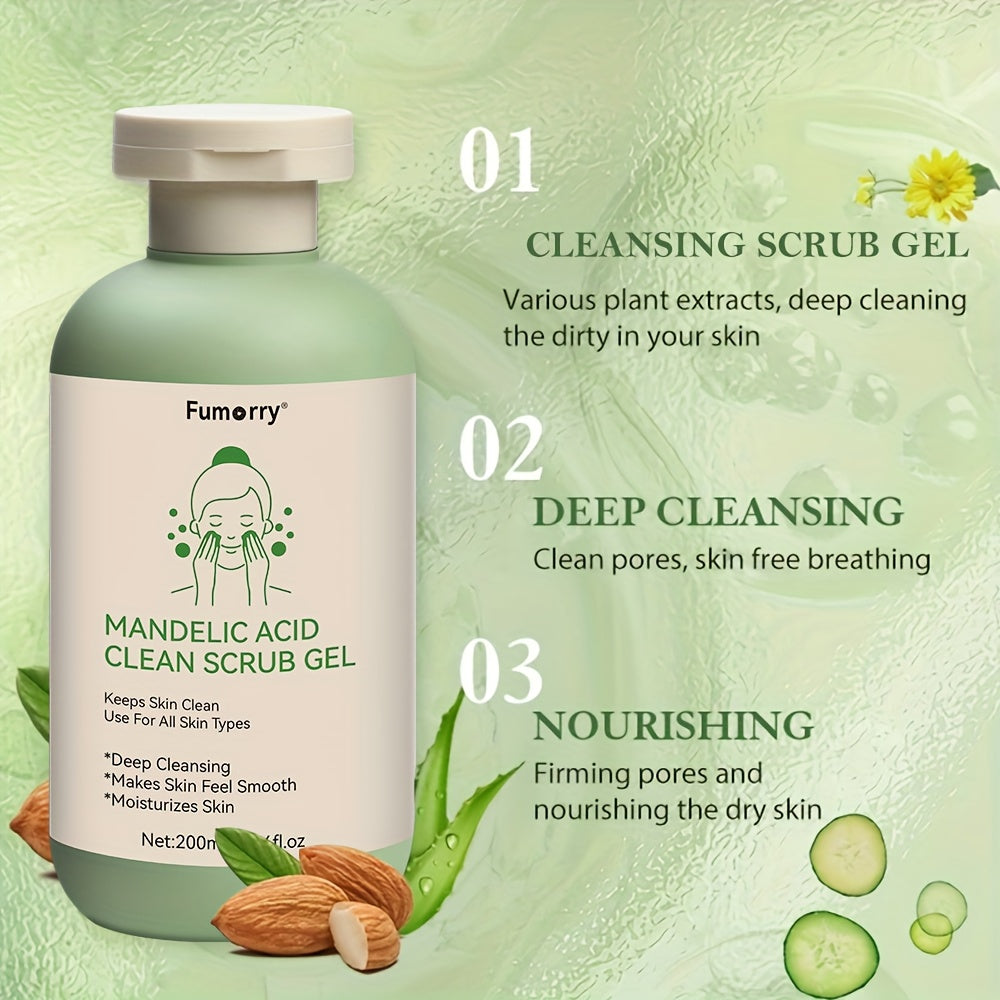 Deep Cleansing Exfoliating Gel - 200ml, with Mandelic Acid - Aloe & Rose Extract, Long-Lasting Moisture Cleanses Pores Exfoliating Gel for Both Face And Body Suitable for Daily Use