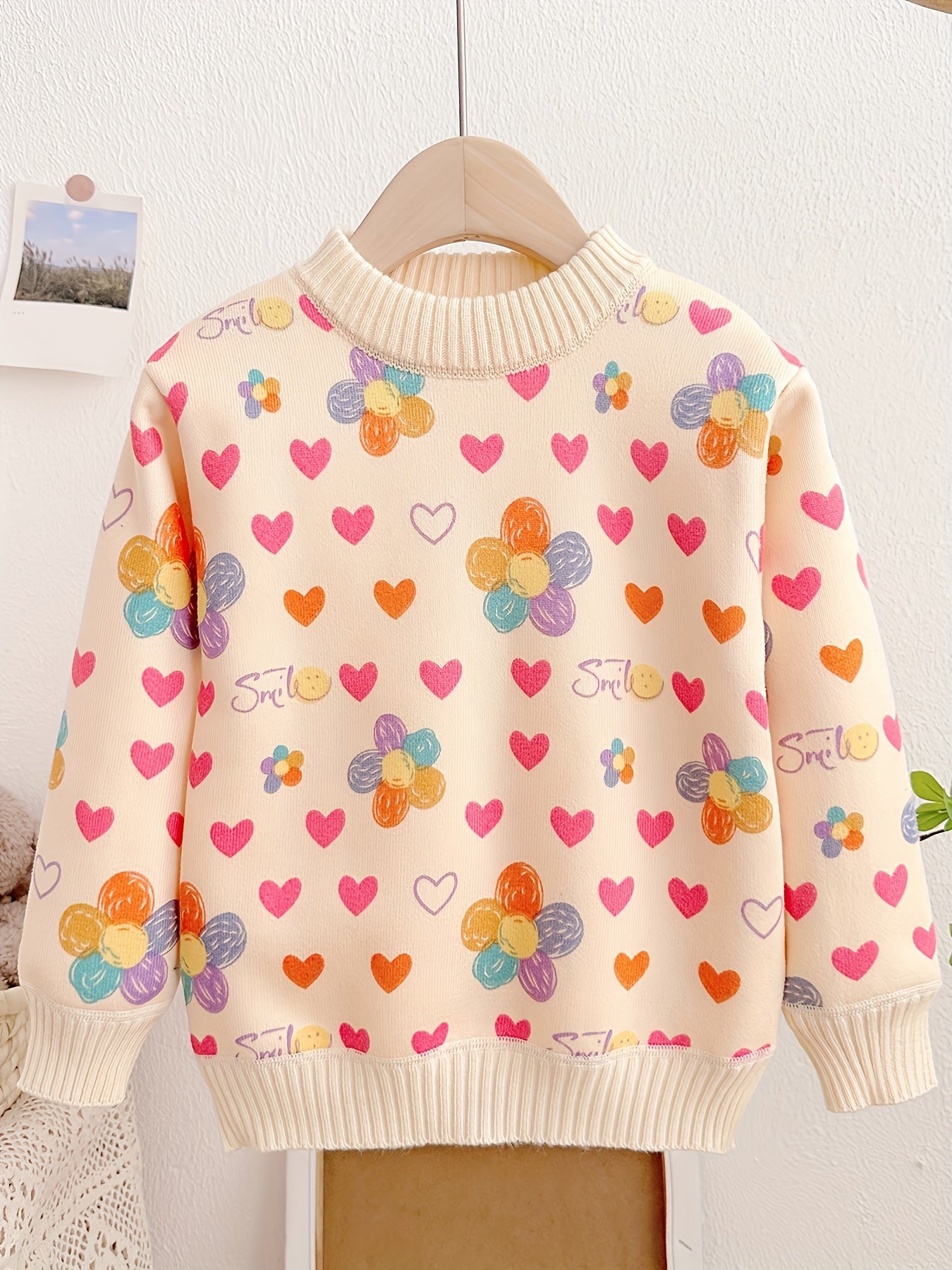 Casual Crew Neck Cartoon Print Pullover Sweater for Children - Polyester & Spandex Blend, Long Sleeve, Slight Stretch, Knit Fabric, Fall/Winter Collection