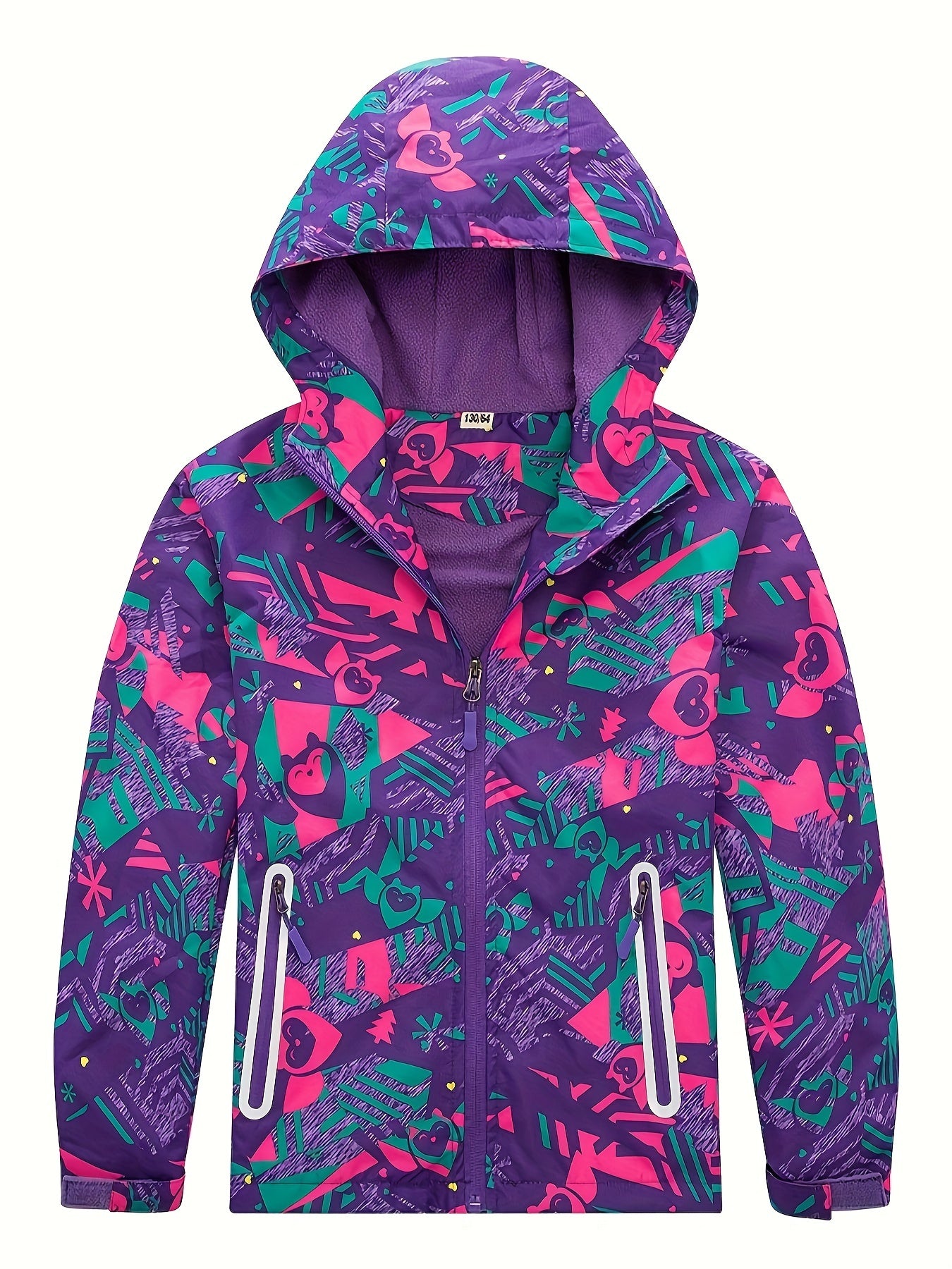 Casual Hooded Polyester Sports Jacket with Random Print