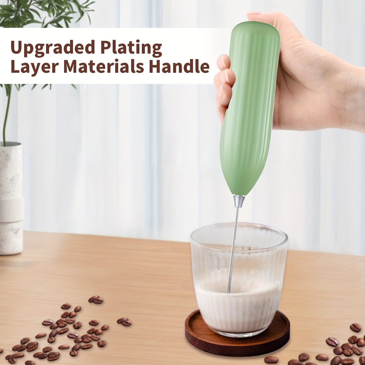 Professional Milk Frother & Foam Maker, Handheld Battery-Powered Whisk for Coffee, Latte, Cappuccino, Hot Chocolate, Portable Stainless Steel  Blender with 2 AA Batteries (Not Included) Barista-Grade Tool for Home, Travel & E
