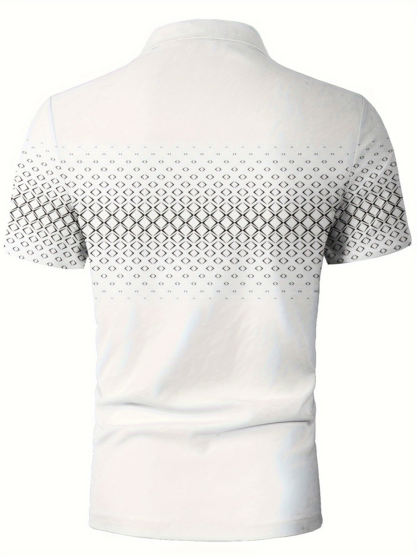 Gradient Geometric Pattern Short Sleeve Lapel T-shirt - Vibrant Summer Casual Wear, Trendy Streetwear Tops for Men, Perfect Gift Idea