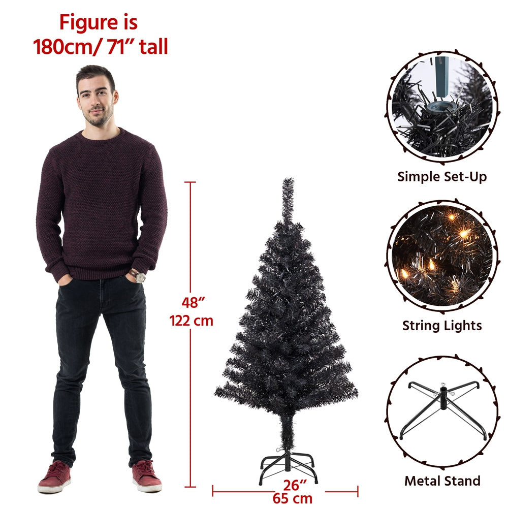 Costoffs 4ft/4.5ft/6ft/7.5ft/9ft/12ft Christmas Tree Hinged Prelighted Pine Tree for Home Party Holiday Decoration with Lights, Easy Assembly, Metal Hinges & Foldable Base