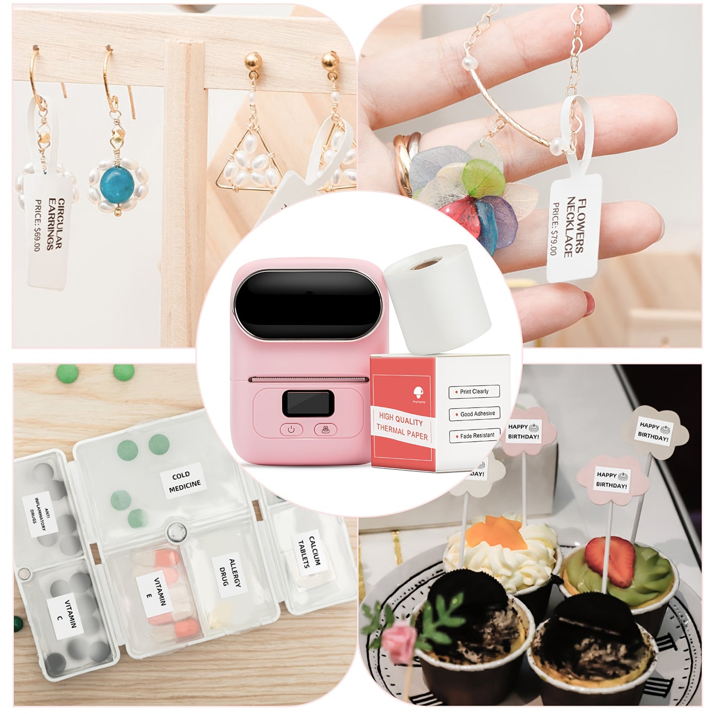 Barcode Printer - Label Maker Machine Wireless Themal Label Printer for Small Business, School, Barcode, Address, Jewelry, Clothing, Organizing, Orange