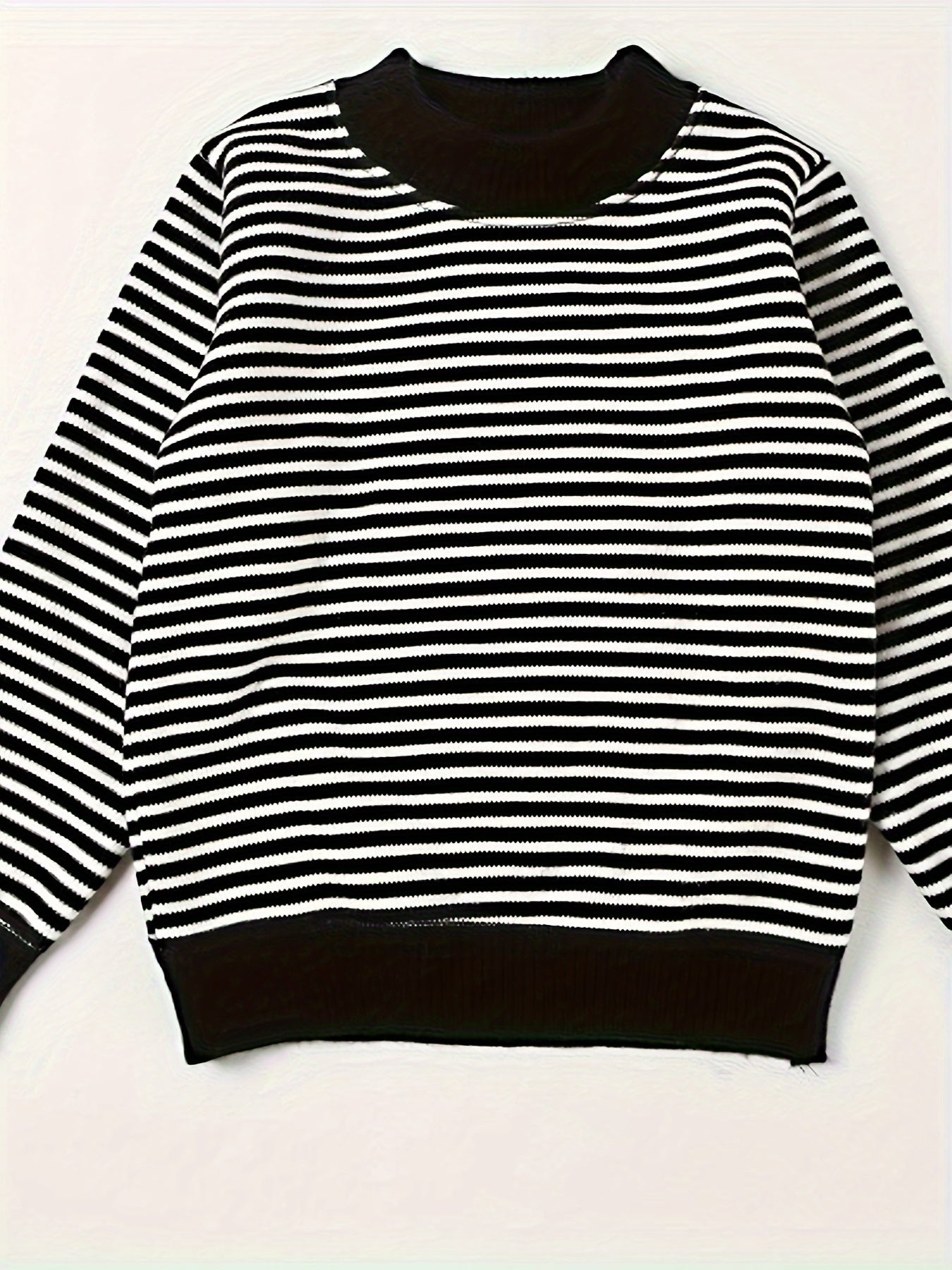 Preppy Style Striped Crew Neck Sweater for Kids - Polyester Blend (94.3% Polyester, 5.7% Elastane) with Slight Stretch - Long Sleeve, Color Block Design - Knit Fabric Spring/Fall Regular Fit Pullover - Cozy & Warm for Ages 12