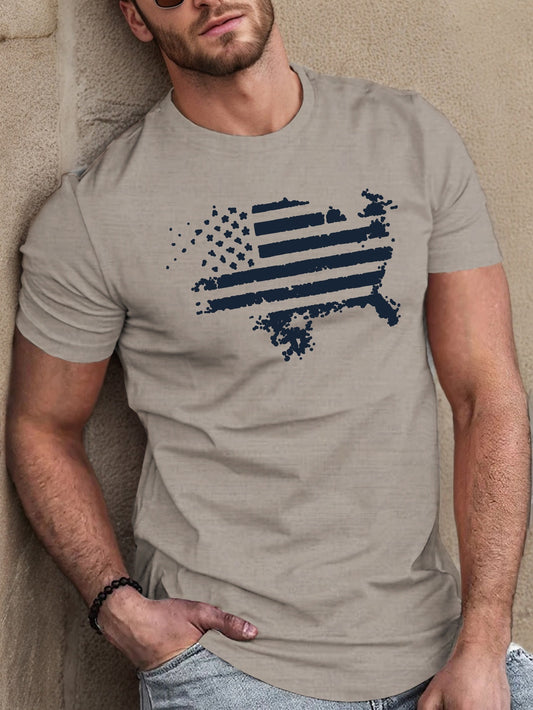 Unisex American Flag Fitted T-Shirt - Moisture-Wicking, Freedom of Movement, Breathable, Quick-Drying, Comfortable Wear for Patriotic Men and Women - Perfect for Outdoor Activities, Casual Daily Wear, and National Holidays