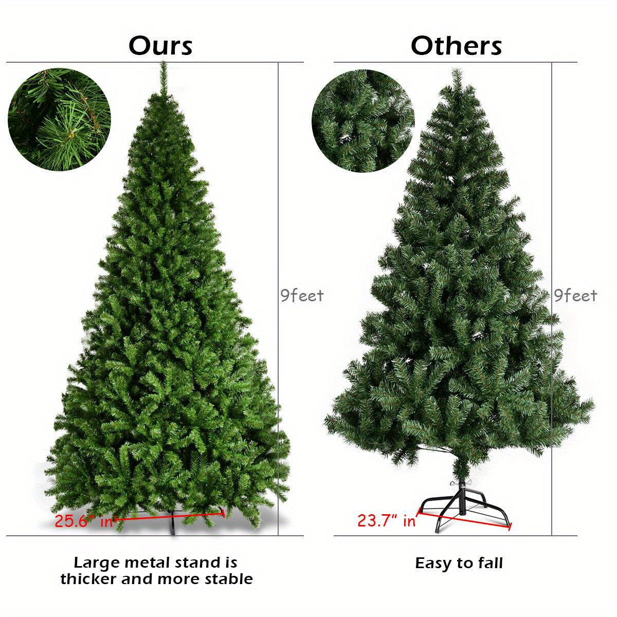 Costway 9Ft PVC Artificial Christmas Tree  2132 Tips Premium Hinged w/ Metal Legs