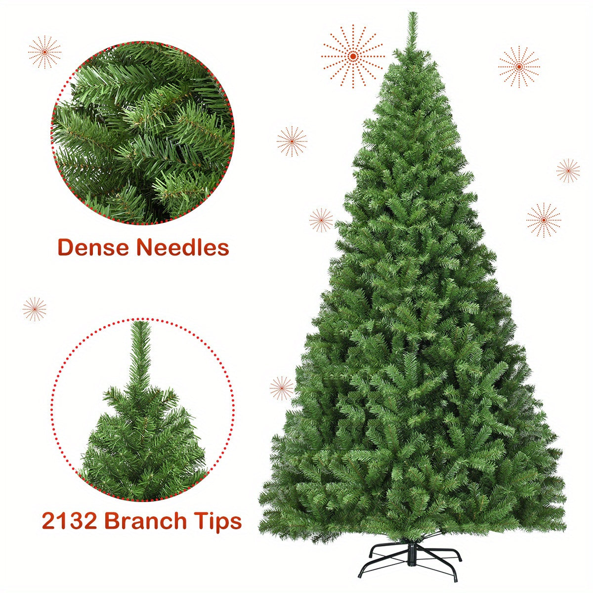 Costway 9Ft PVC Artificial Christmas Tree  2132 Tips Premium Hinged w/ Metal Legs