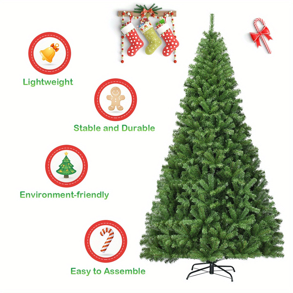 Costway 9Ft PVC Artificial Christmas Tree  2132 Tips Premium Hinged w/ Metal Legs