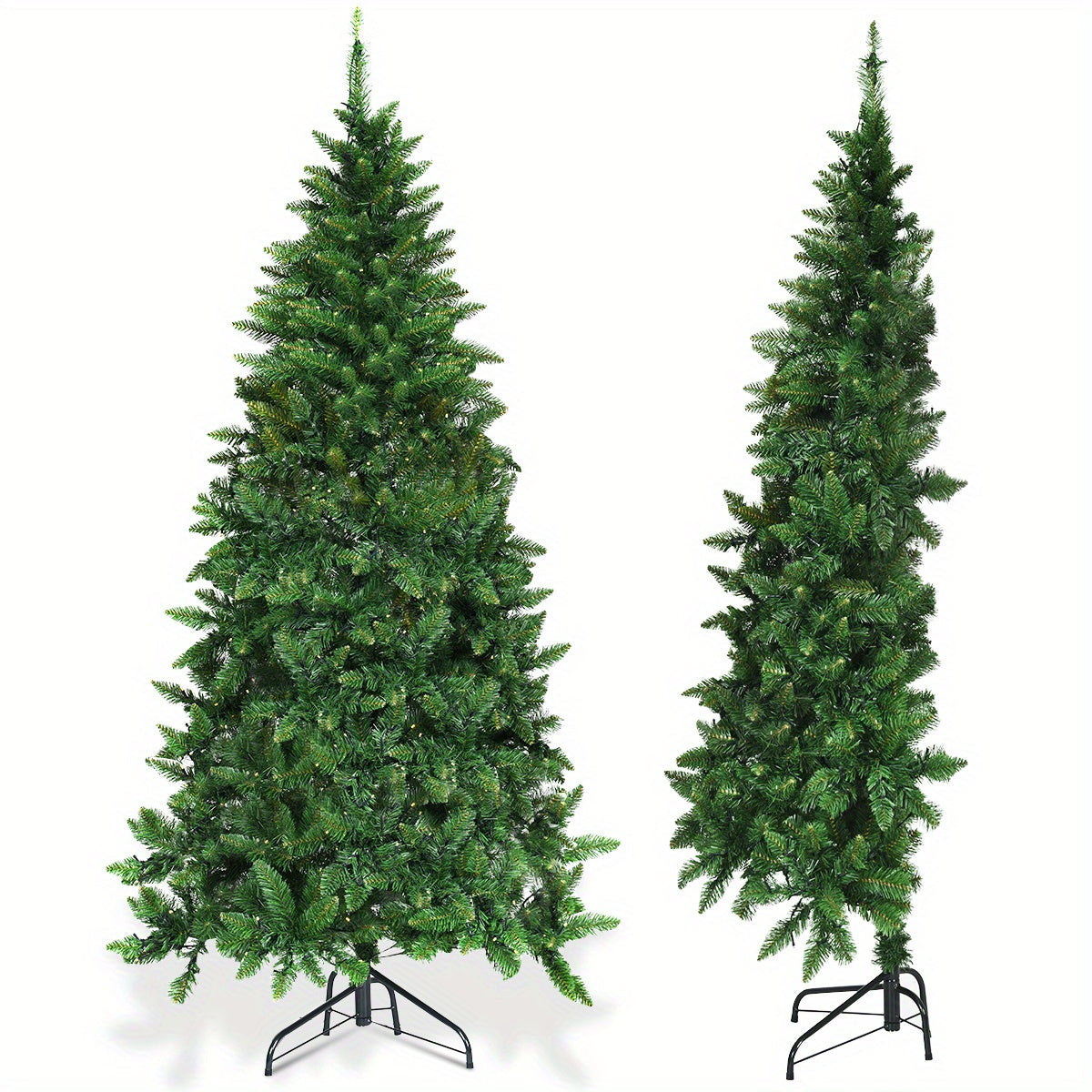 250 LED Lights 6ft Pre-lit PVC Costway Artificial Half Christmas Tree with 8 Flash Modes