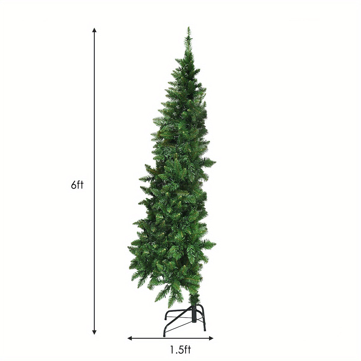 250 LED Lights 6ft Pre-lit PVC Costway Artificial Half Christmas Tree with 8 Flash Modes