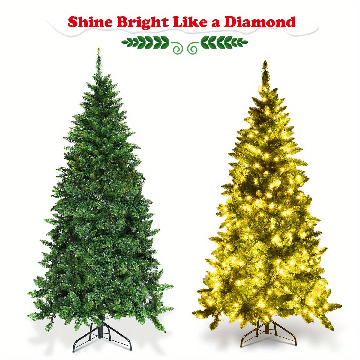 250 LED Lights 6ft Pre-lit PVC Costway Artificial Half Christmas Tree with 8 Flash Modes