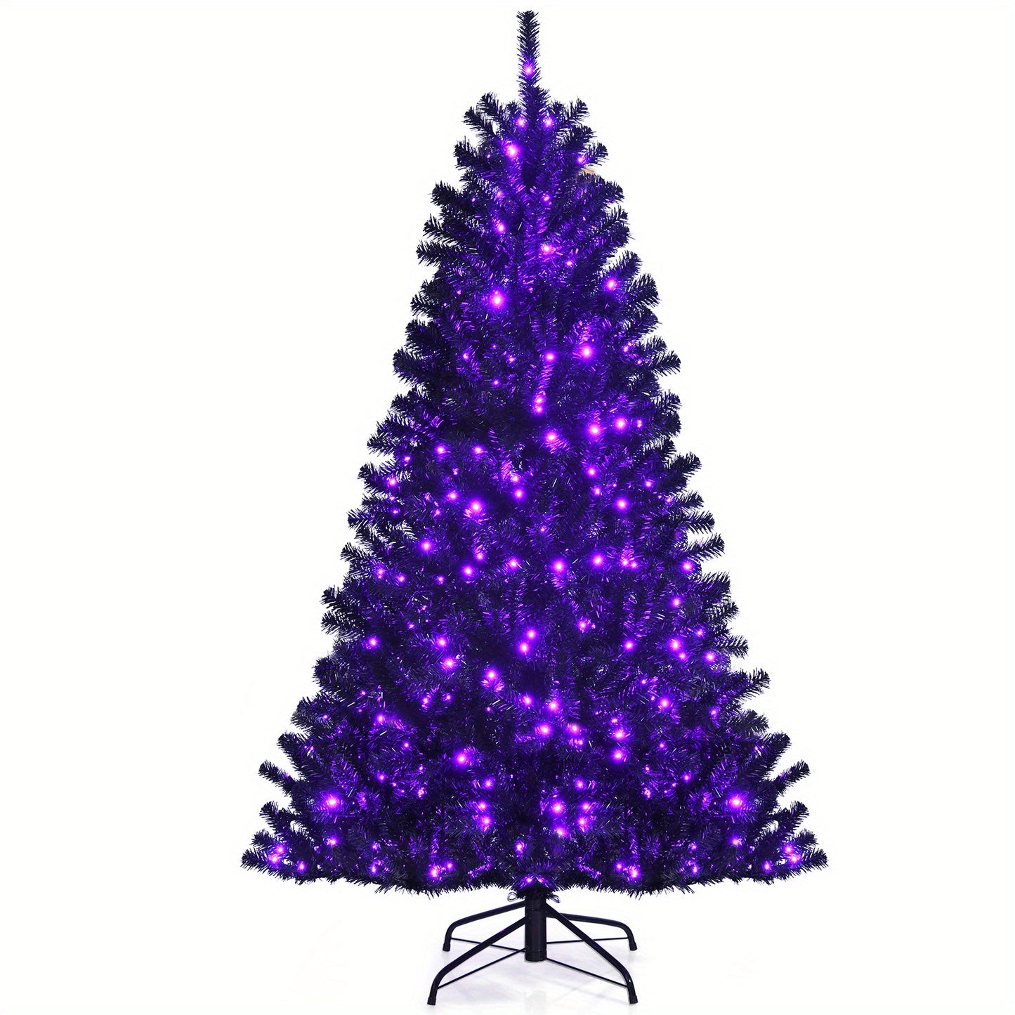 250 LED Lights 6ft Pre-lit Costway PVC Christmas Halloween Tree Black