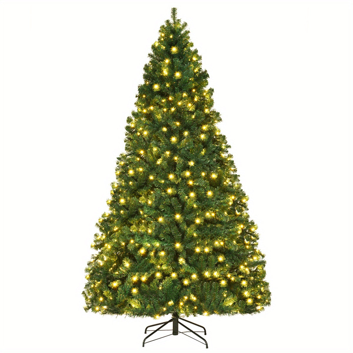 430 LED Lights 8ft Pre-Lit Hinged PVC Artificial Christmas Tree with Stand, Green, Holiday Party Decorations