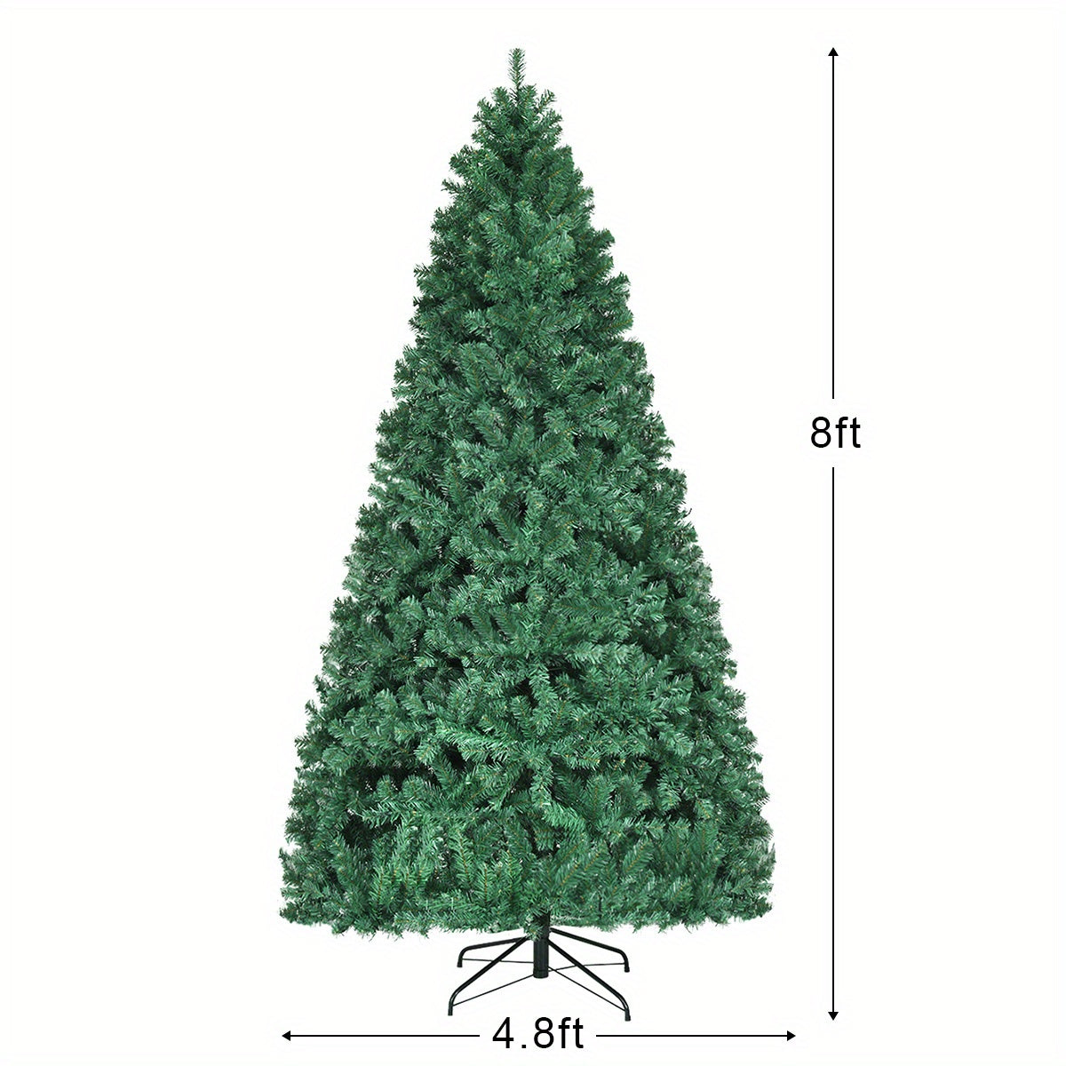 430 LED Lights 8ft Pre-Lit Hinged PVC Artificial Christmas Tree with Stand, Green, Holiday Party Decorations