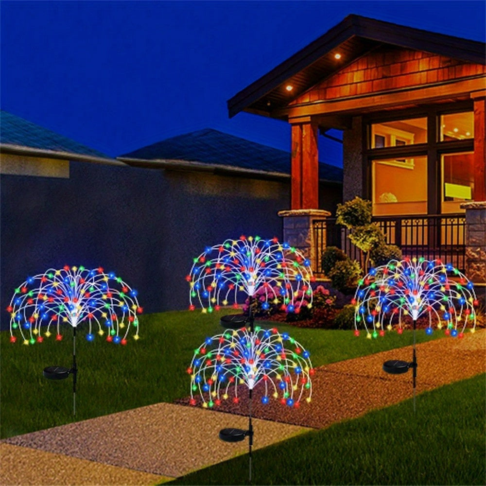 2/4/6/8/10/12pcs Solar Fireworks Lights, Waterproof Solar Flower Lights, 8 Lighting Modes, Patio Villa Lighting Christmas Decoration With Stake Decoration Fairy Lights