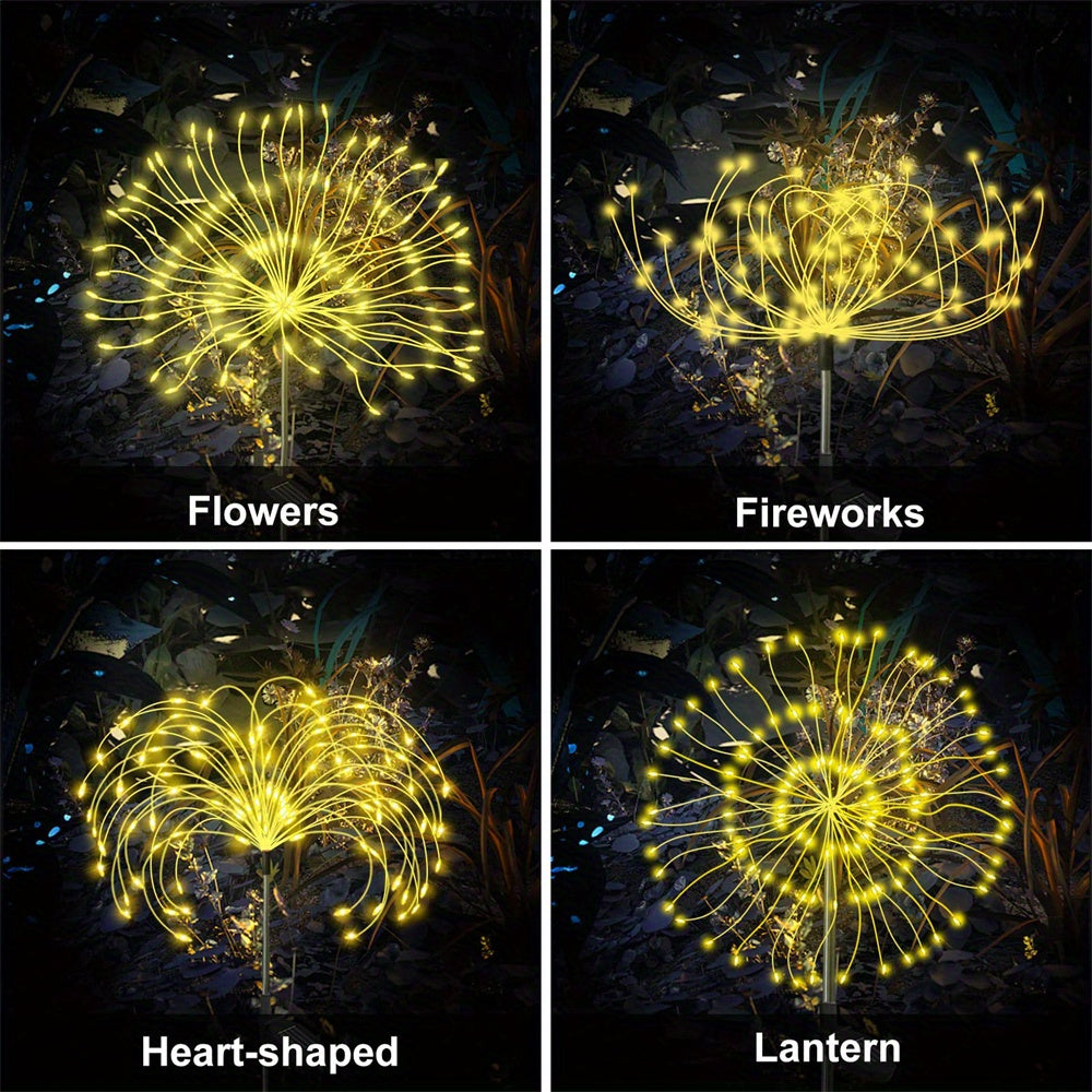 2/4/6/8/10/12pcs Solar Fireworks Lights, Waterproof Solar Flower Lights, 8 Lighting Modes, Patio Villa Lighting Christmas Decoration With Stake Decoration Fairy Lights