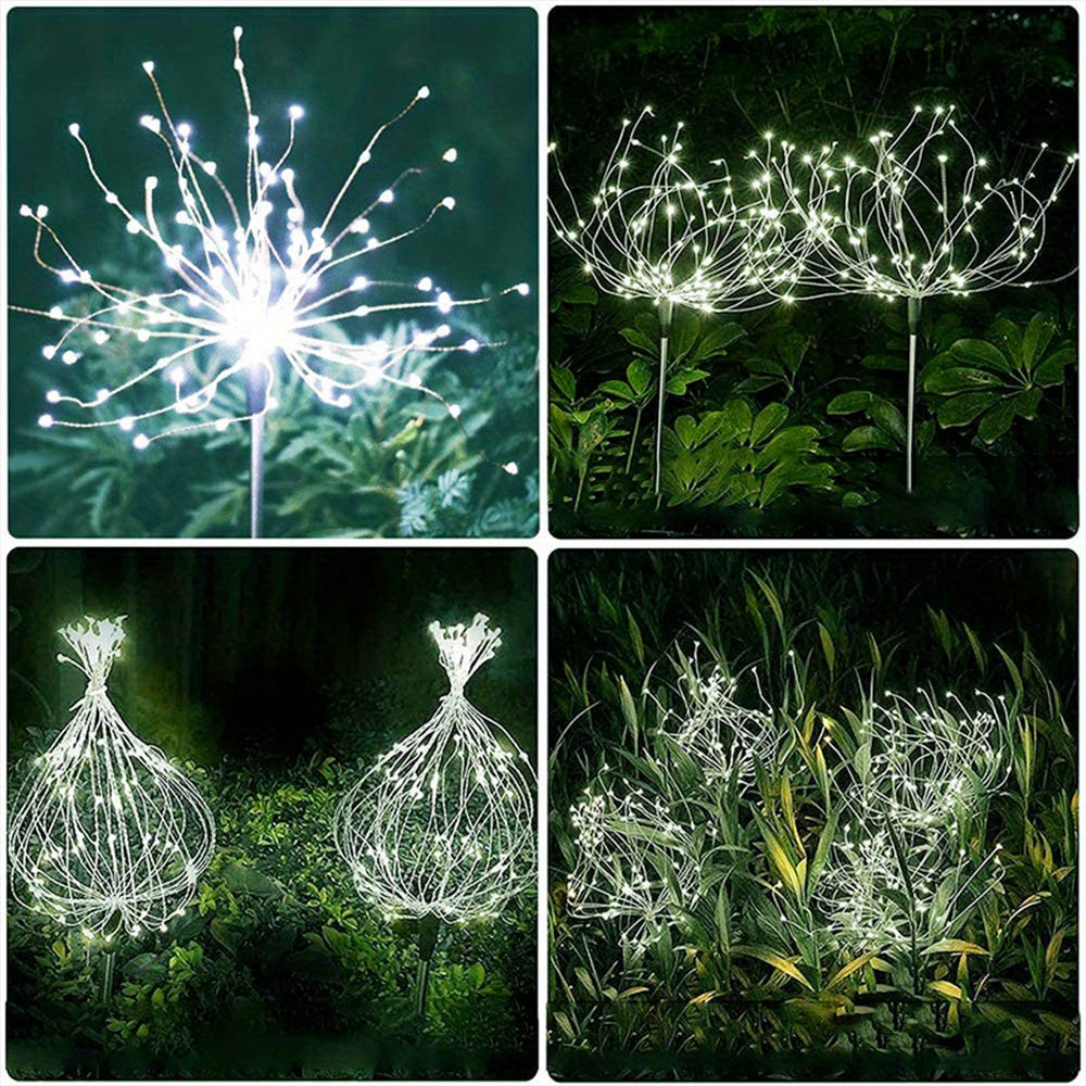 2/4/6/8/10/12pcs Solar Fireworks Lights, Waterproof Solar Flower Lights, 8 Lighting Modes, Patio Villa Lighting Christmas Decoration With Stake Decoration Fairy Lights